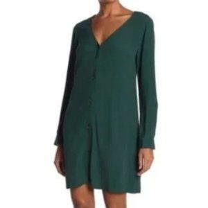 Madewell Button Front Long Sleeve Dress Size M Smokey Spruce